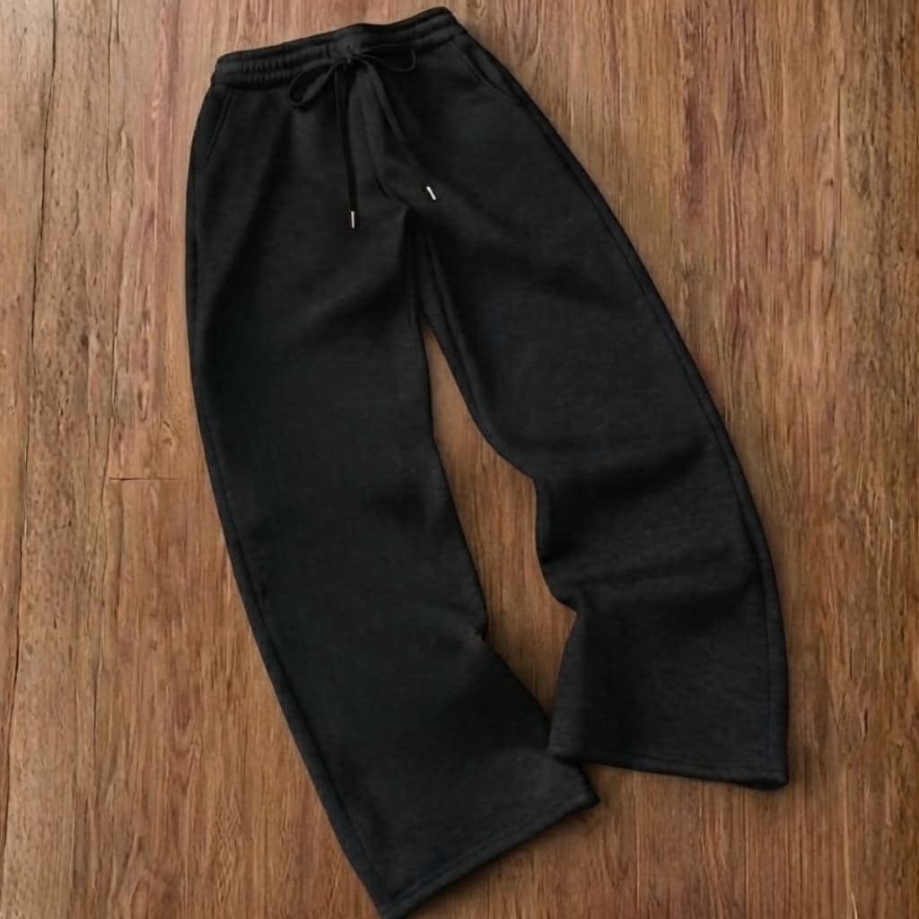 Calça Wide Leg Unissex de Moletom Peluciado Quentinho Estilo Gringo Largona Streetwear Para Treino e Todas Ocasiões