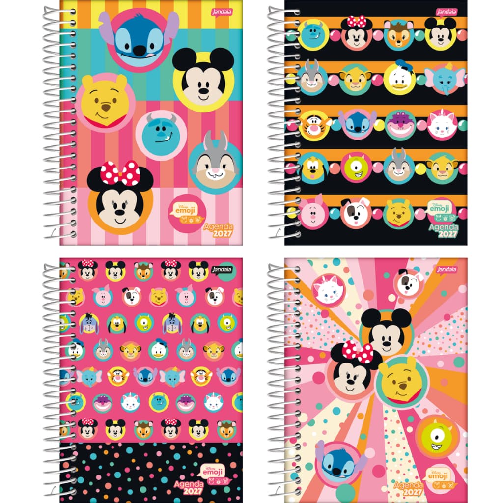 Agenda Diária Mini 2027 Disney Emoji 352 Páginas Tamanho 133x178mm Jandaia.