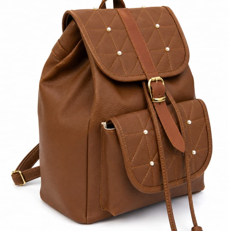 Mochila Feminina para Notebook em Couro Sintético Grande Impermeável Modernal Cabe Caderno A4