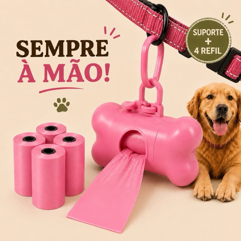 Kit Cata Caca 4 Refis Sacos Porta Saquinho Pet Cães Gatos Cachorro Recolher Coco Saco Para Fezes