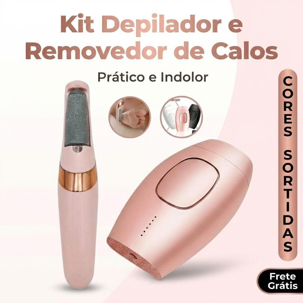 Kit Estética Depilador Laser IPL 600k Flashes + Lixa de Pé Elétrica USB À Prova D'água Premium