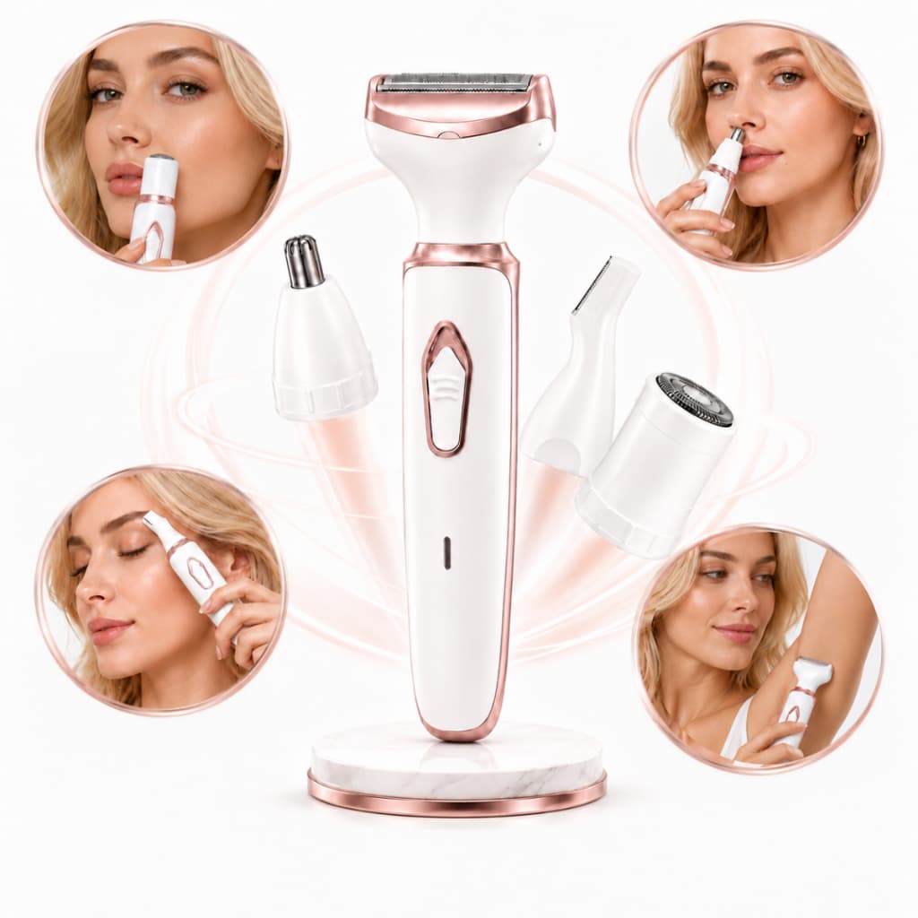 Aparador De Pelos Feminino Recarregável 4 Em 1 Corpo Rosto Axila Virilha USB