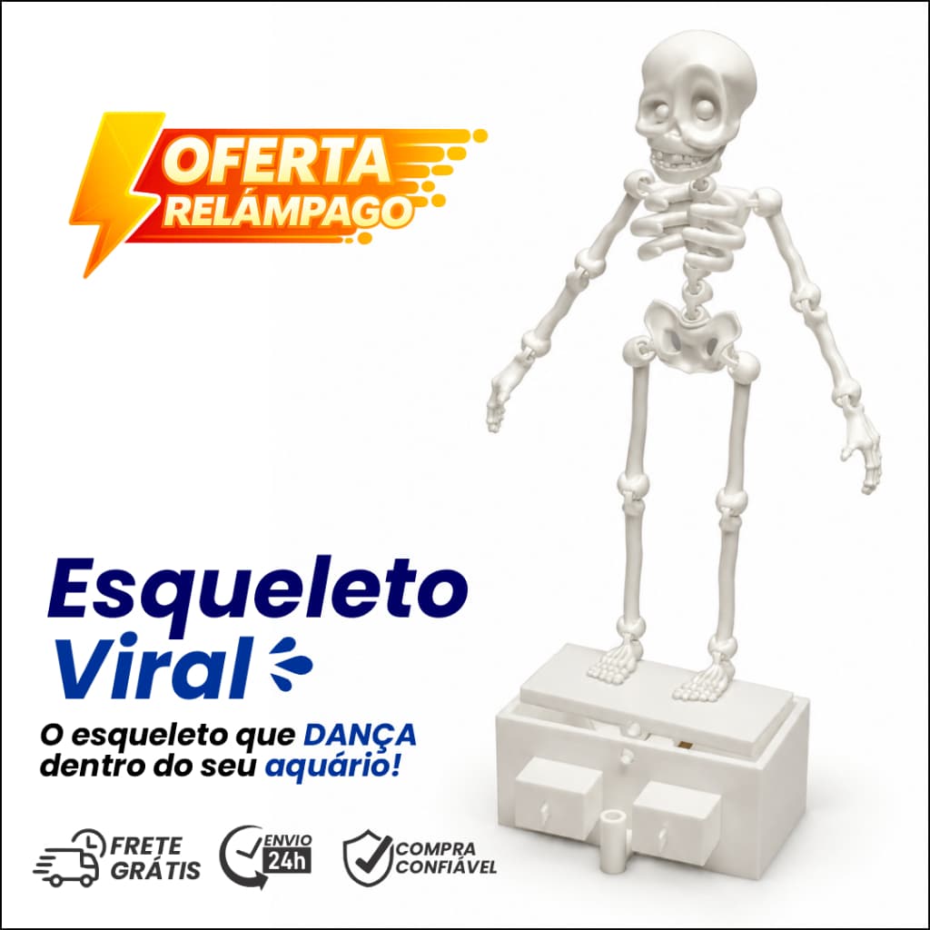 Kit 3 Un. Esqueleto Decoração Aquário Movimento por Bolhas de Ar