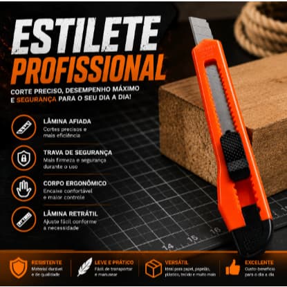 Estilete Para Aplicação envelopamento Vinil Adesivo Estreito Plástico  - Lâmina 9mm