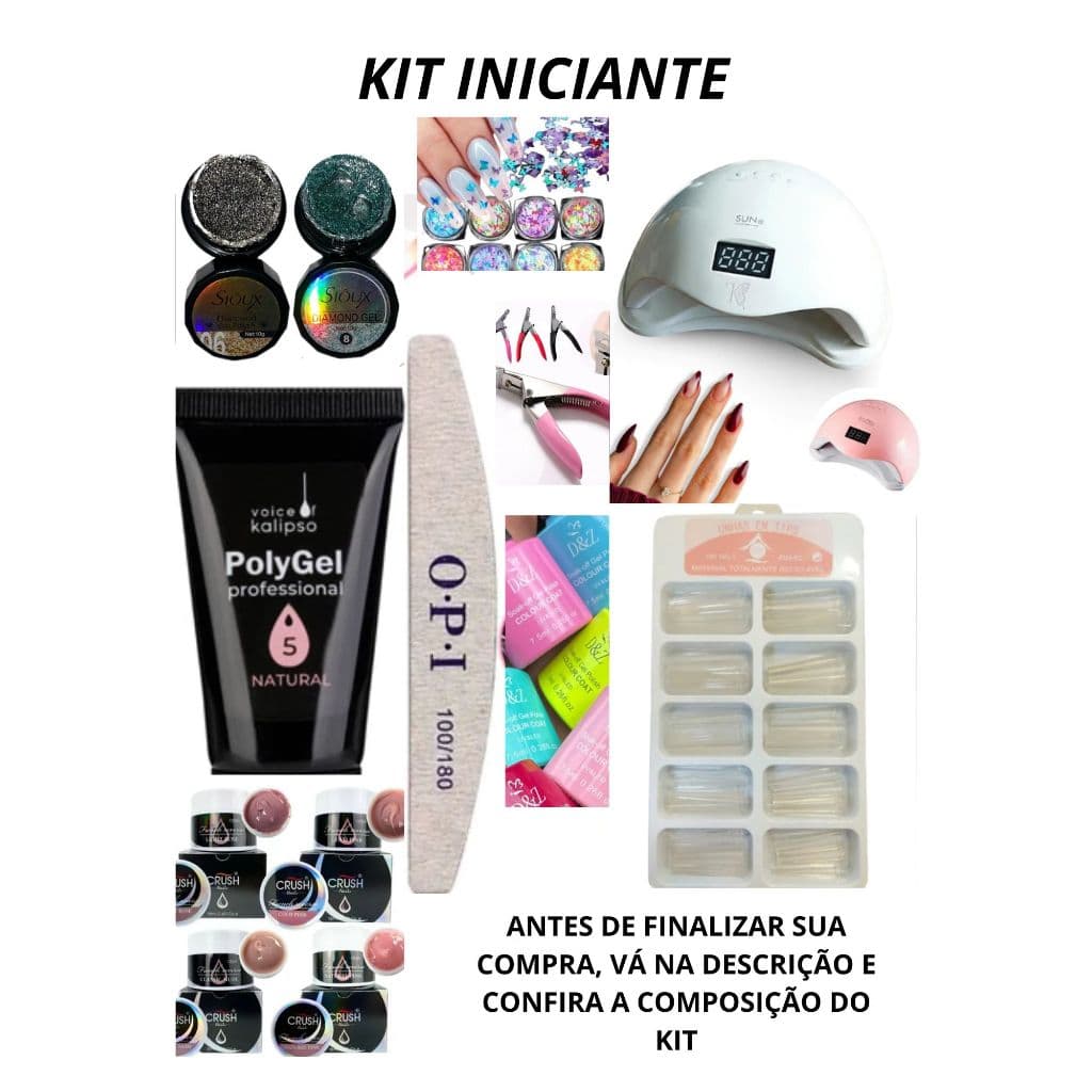 Kit Unhas De Gel Iniciante Completo Com Cabine Led UV SUN 5 OU SUN 9