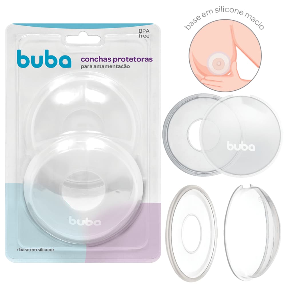 Conchas Coletoras de Leite e Protetoras dos Seios Buba Amamentação em Silicone 2 unidades