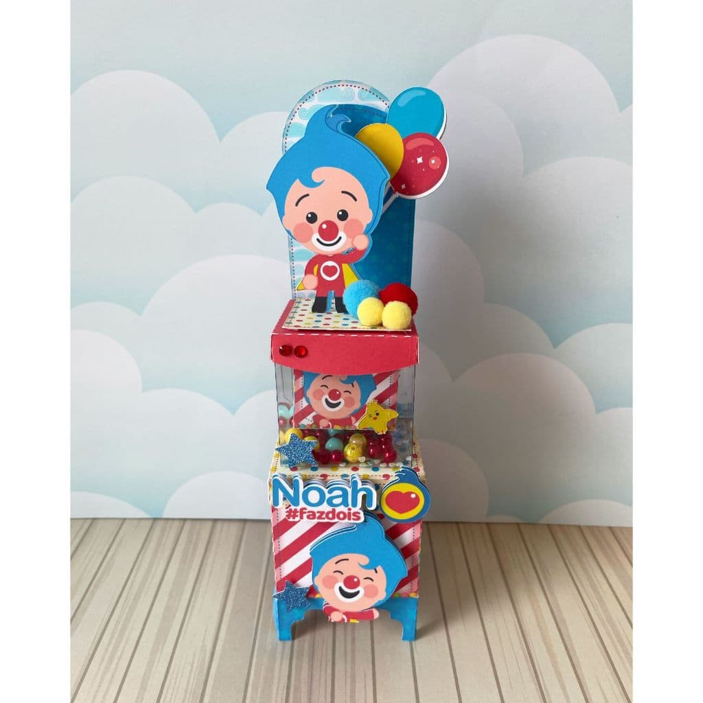 ✨ Caixa Cenário Dupla Luxo - Palhaço Plim Plim, Herói do Coração - Lembrancinha de Festa  - Papelaria Personalizada