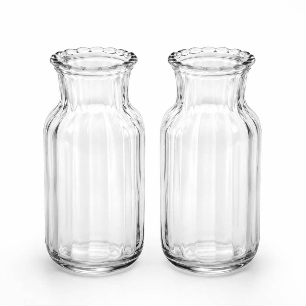 Kit 2 Vasos Decorativo em Vidro Jarrinho Flores Solitário Mesa Posta Lyor