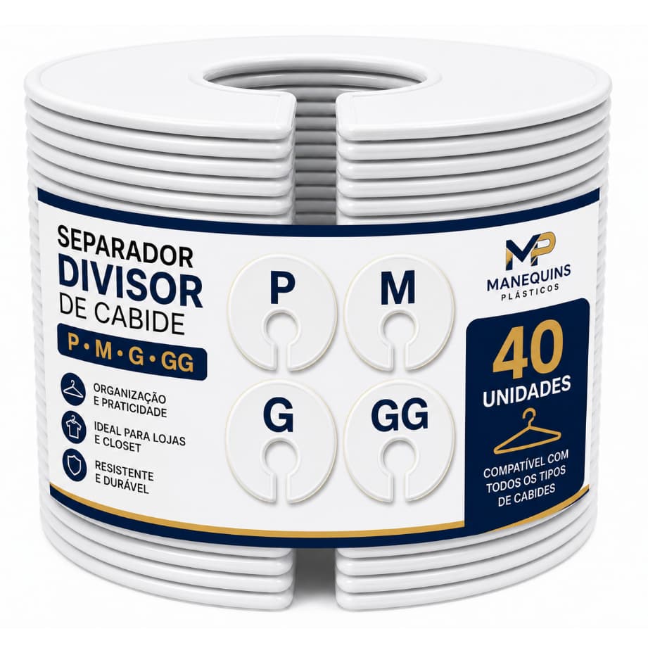 Separador e divisor de araras kit com 40 unidades P, M, G, GG.10 de cada