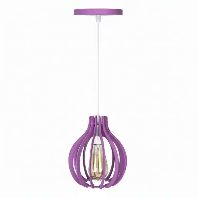 Pendente Luminária Lustre Rústico Moderno Madeira Lilás  Para Sala Quarto Cozinha Iluminação Decorativa Teto
