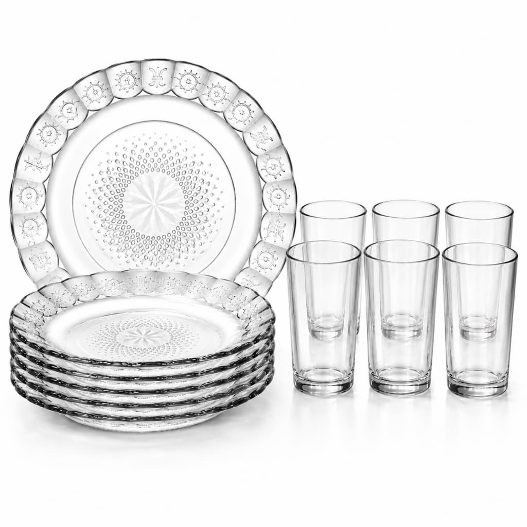 Kit Copos e Pratos Até 12 Peças Jantar Kit Refeição Mesa Posta Elegante Resistente Completo