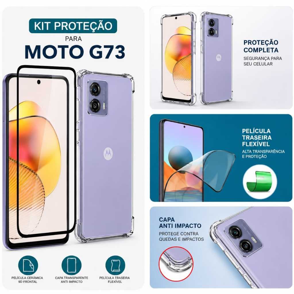 Kit proteção /Película 9D Ceramic Film + Capinha Case Para Motorola Moto G73