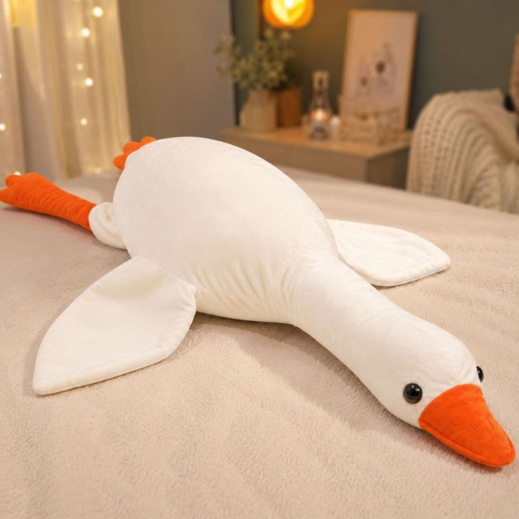 Pelúcia Infantil Pato Ganso Macia Gigante Branco Bordado Decoração Presente 140cm Envio Imediato
