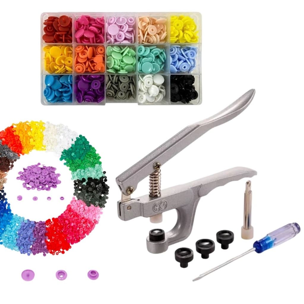 Kit Alicate Pregar Botões Pressão Ritas Tic Tac  + 180 Botões de pressão com Case