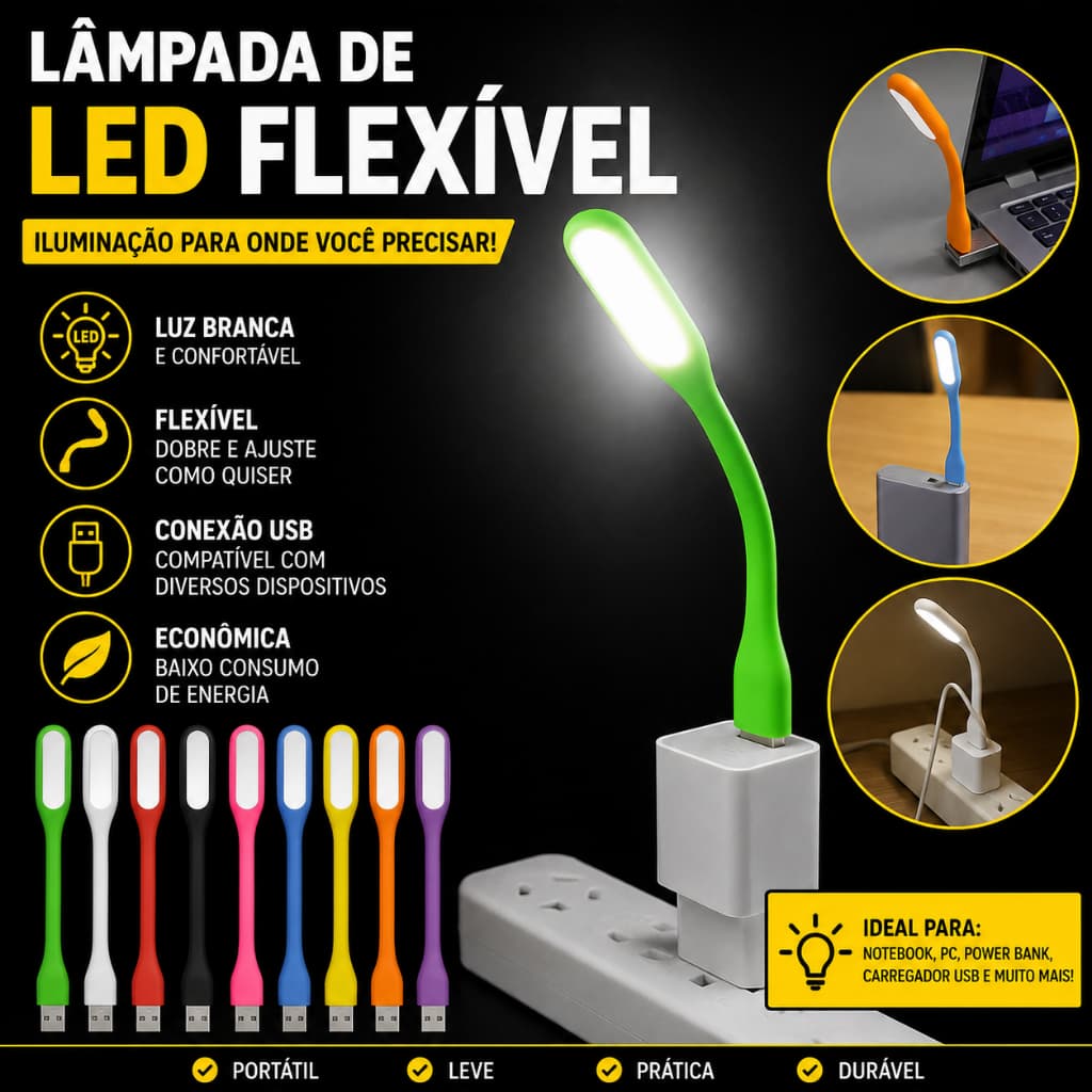 Mini Lâmpada Noturna Led Flexível De 360 Graus Usb Portátil Mini Lâmpada De Mesa