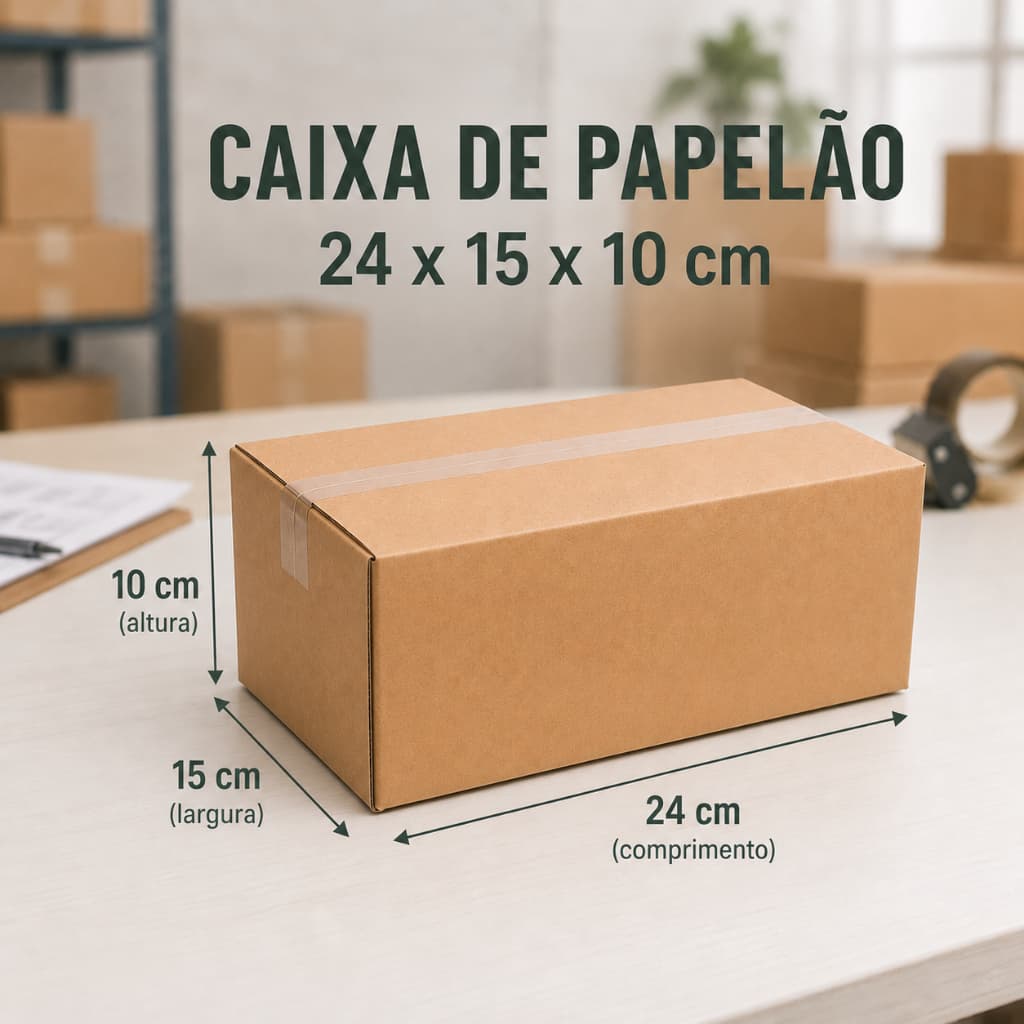 25 Caixas de Papelão 24x15x10 Resistente Premium Modelo Maleta para Envio Ecommerce Correio Artesanato