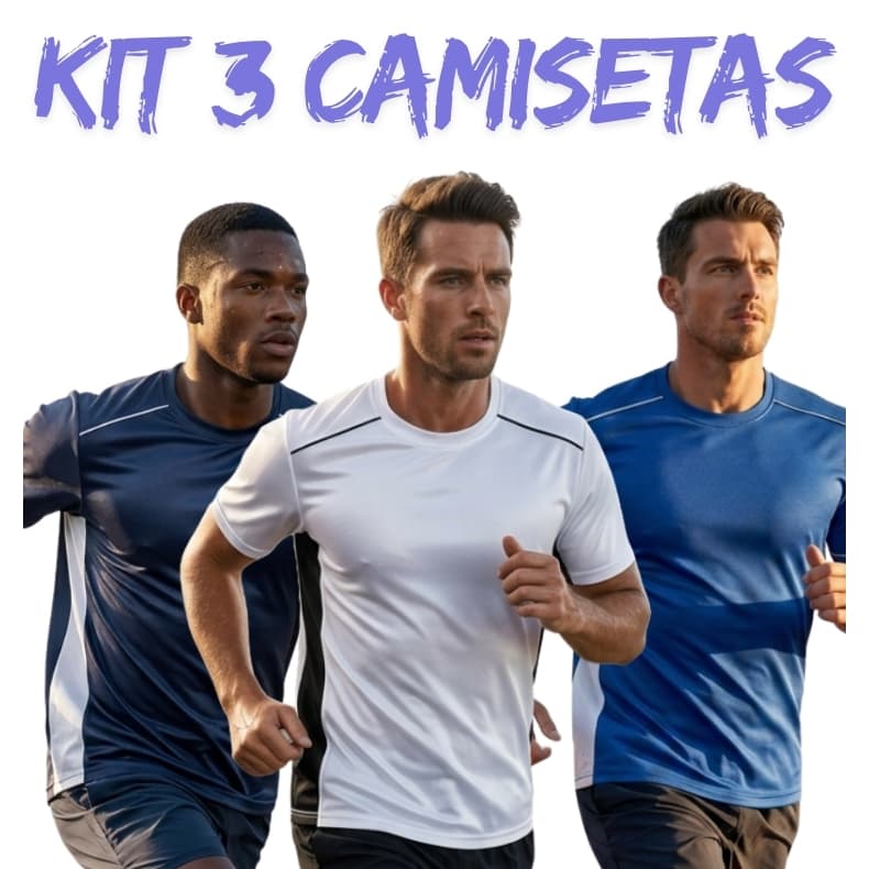 Kit 3 Camisetas DryFit Blusa Esportiva Slim Fitness Treino Academia Corrida Casual