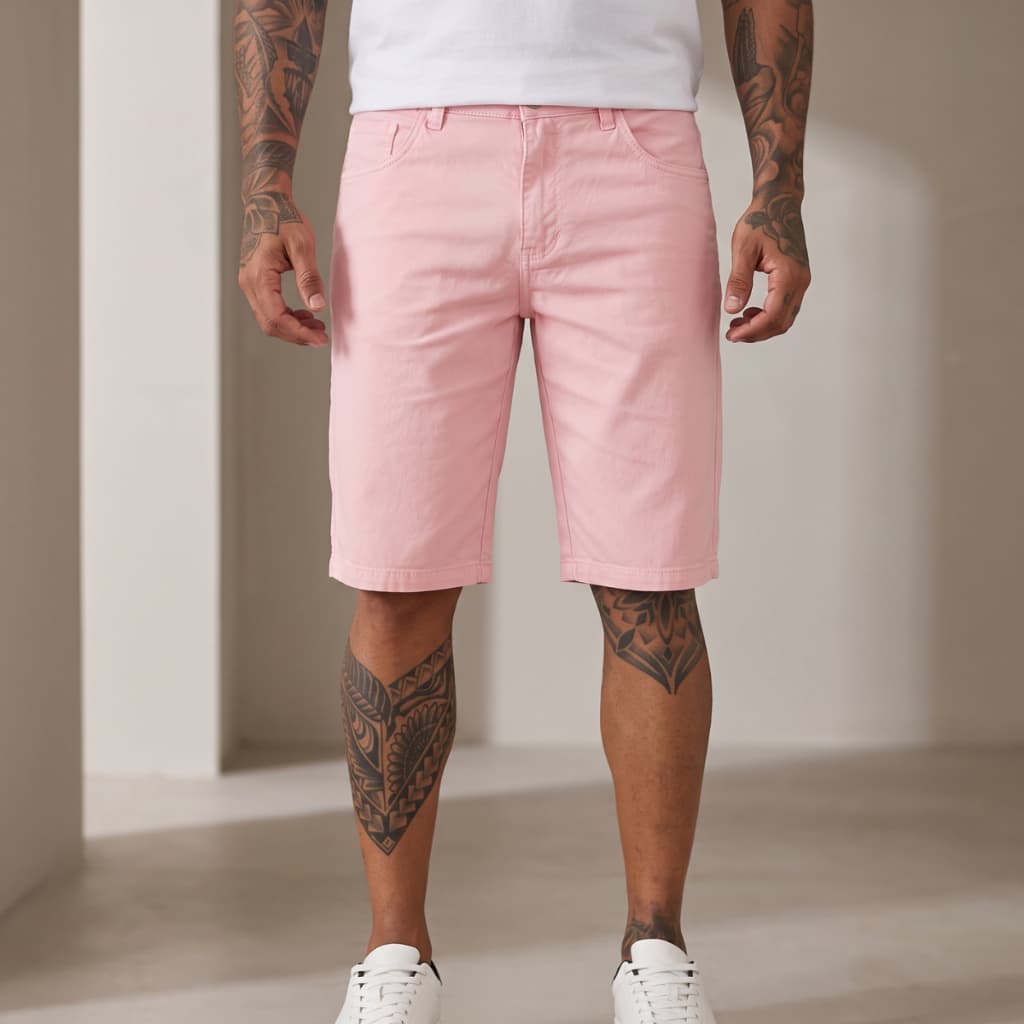 Bermuda Sarja Masculina Casual 100% Algodão Com Bolsos E Caimento Moderno Elegante