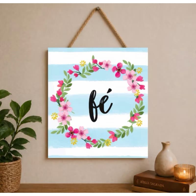 Placa Decorativa Com Corda 20x20