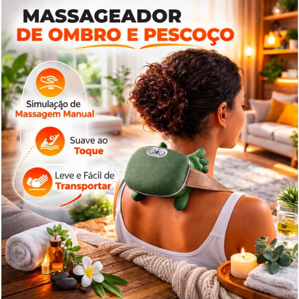 Massageador Elétrico para Pescoço Ombros Costas Recarregável Relaxamento Muscular