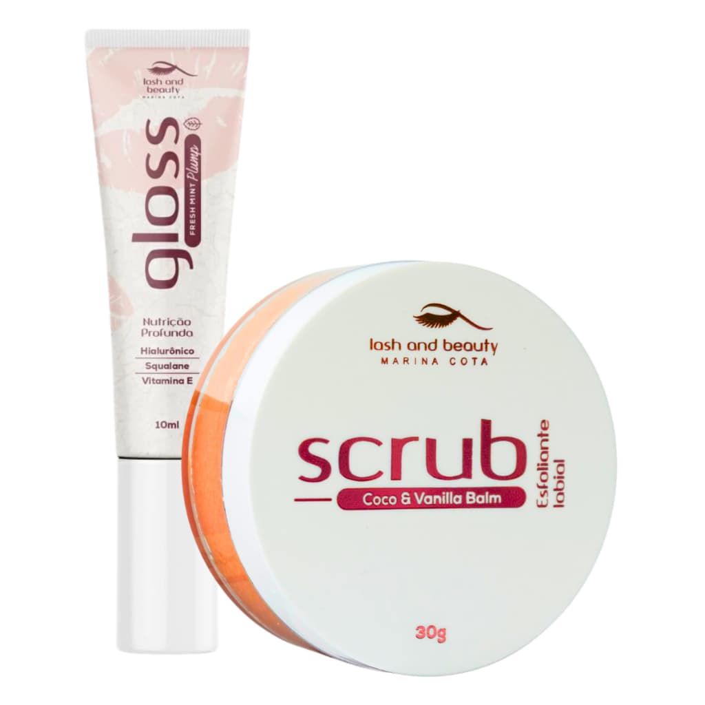 Kit Labial Lips Gloss Esfoliante Hidratação Profunda Scrub Lash and Beauty Marina Cota