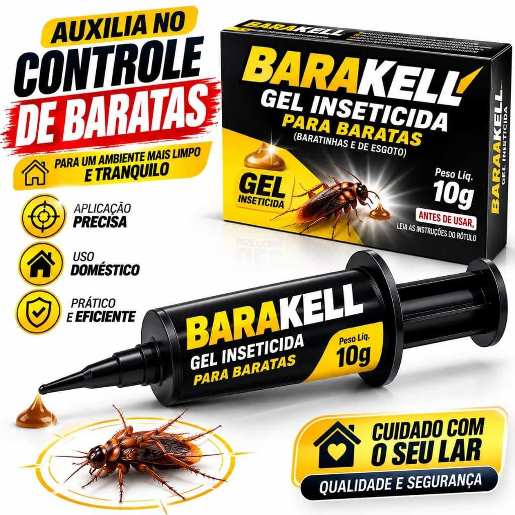 Gel Mata Baratas Barakell 10g Inseticida Gel Profissional Ação Prolongada Controle de Baratas