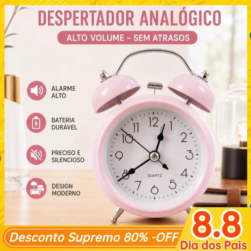 Despertador de mesa em metal cor sólida estilo retrô super alto portátil a bateria Design Clássico - 634