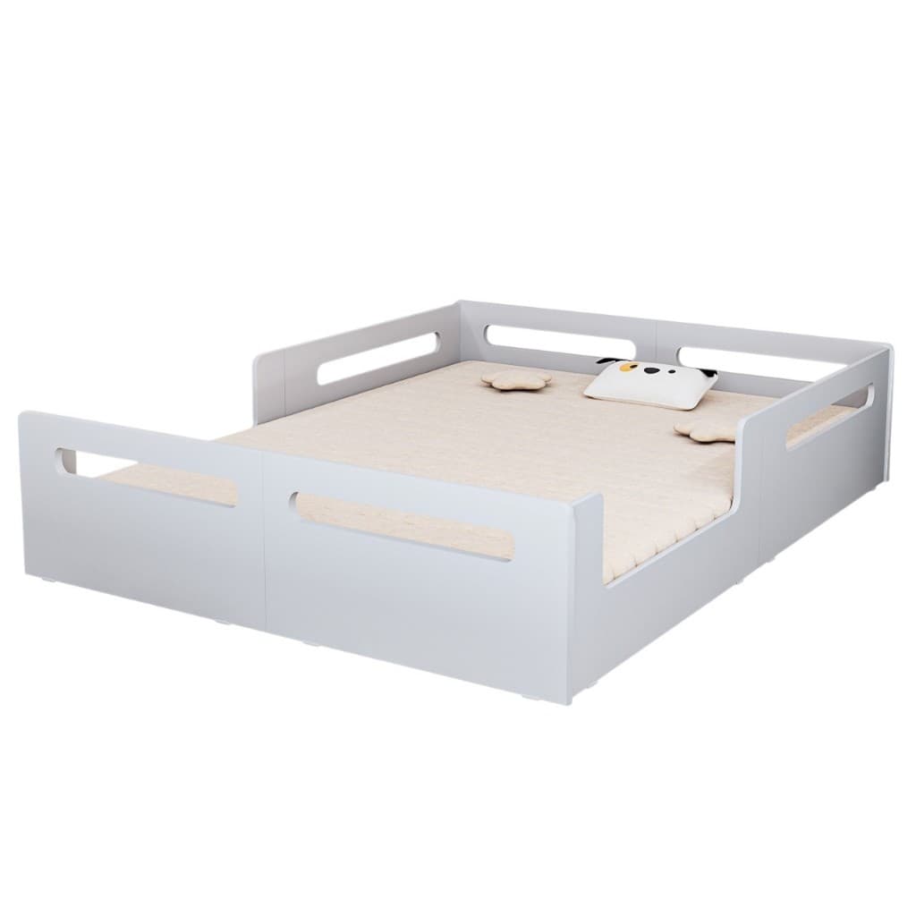 Cama Montessoriana Infantil Branca Casal Grade De Proteção Para Quarto de Criança