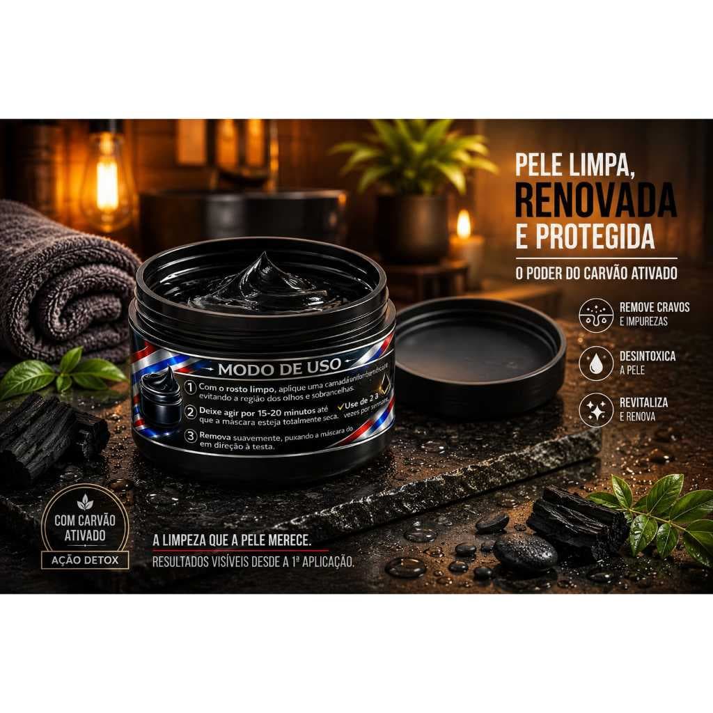 Máscara Black Facial Remove Cravos Argila Carvão Ativado hidratação detox purificante espinhas
