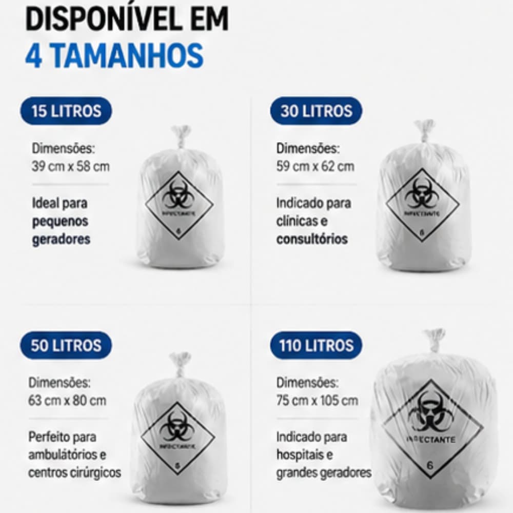 SACO PARA LIXO INFECTANTE ABNT MEDIX – 15L | 30L | 50L | 110L