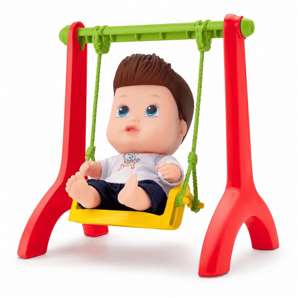 Boneco Little Dolls Playground Menino com Balanço Divertoys Faz de Conta Infantil 8100