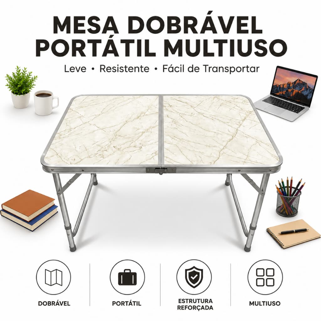 Mesa Dobrável Portátil para Notebook Estudos Camping e Escritório