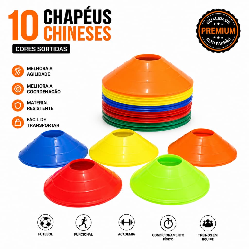 10 CHAPÉUS CHINESES DE AGILIDADE | TREINO FUNCIONAL E FUTEBOL