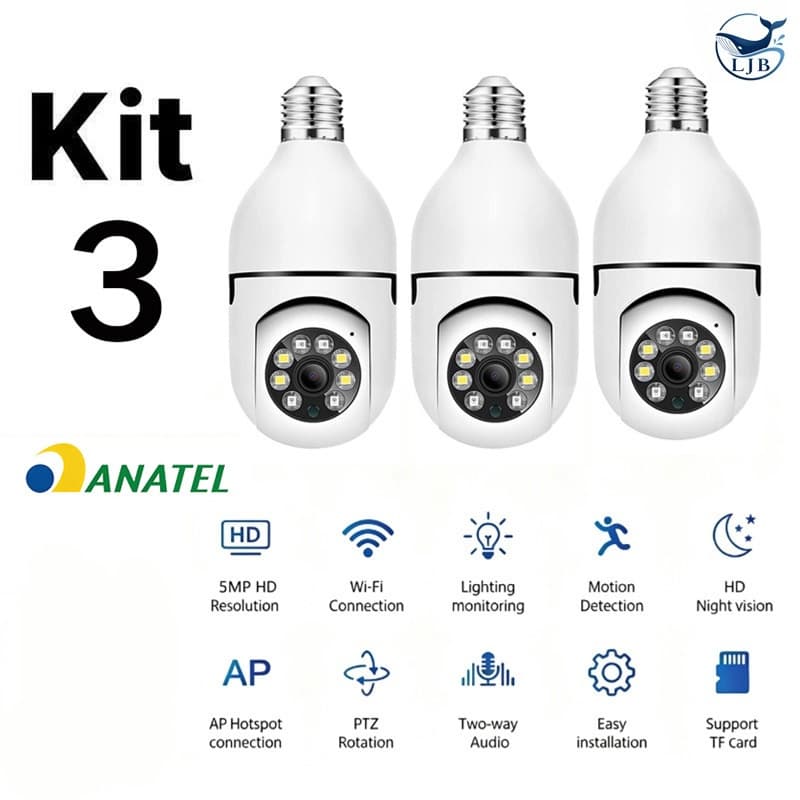 3/4 PCS Câmera Segurança 360° Sem Fio Wifi Prova D'água Infravermelho Full HD Visão Noturna PIX-LINK CAM 8177