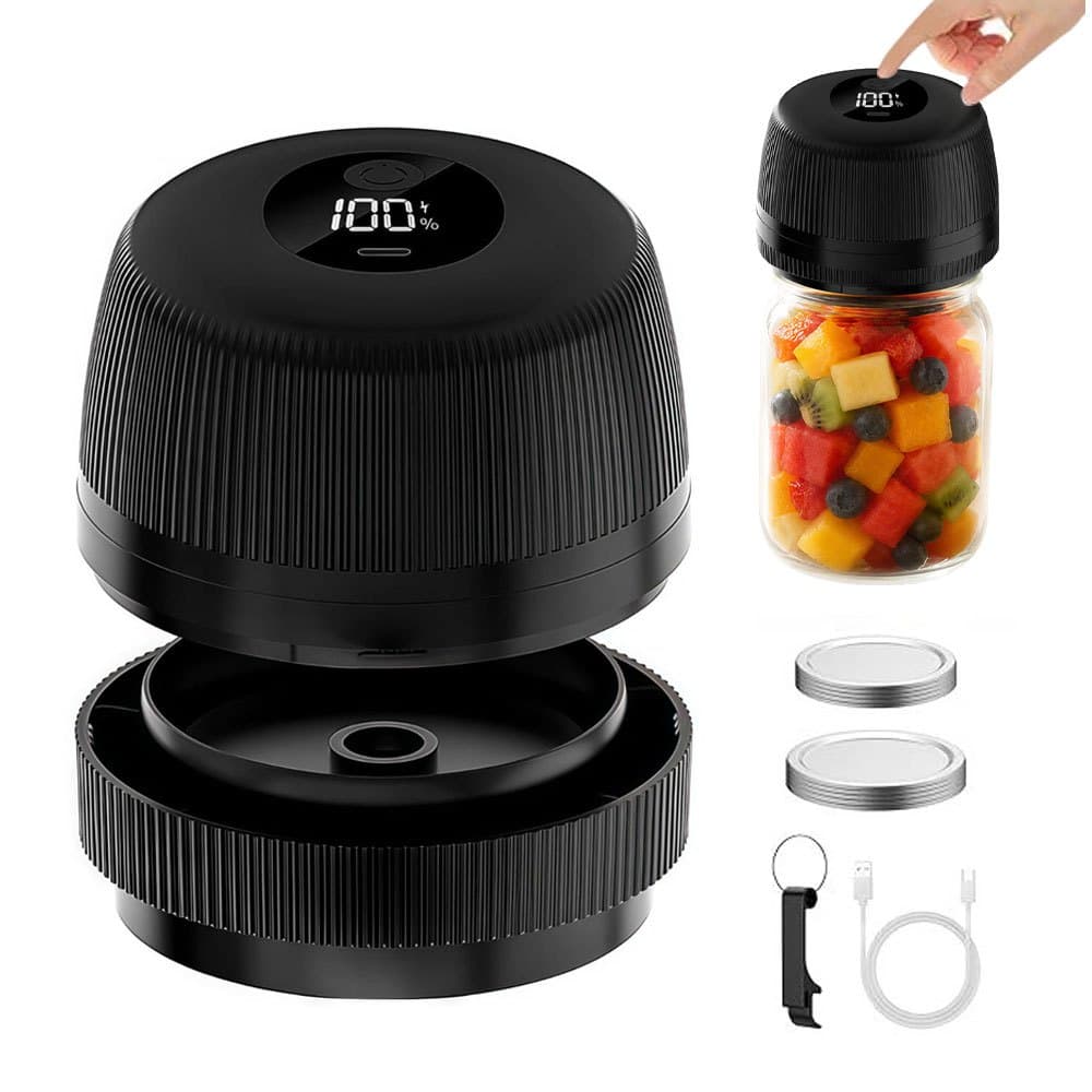 Seladora a Vácuo para Potes Mason Jar Recarregável com Bomba de Vácuo 70mm 86mm Kit 10 Tampas