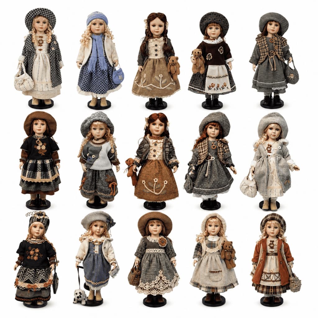 Boneca Porcelana Camponesa Francesa 60cm Cachos Lindos