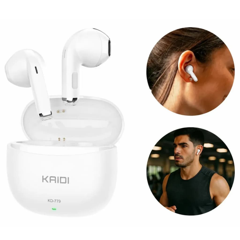 Fone De Ouvido Bluetooth Sem Fio TWS Branco Bateria Longa Duração Com Microfone Estojo Carregador Intra Auricular