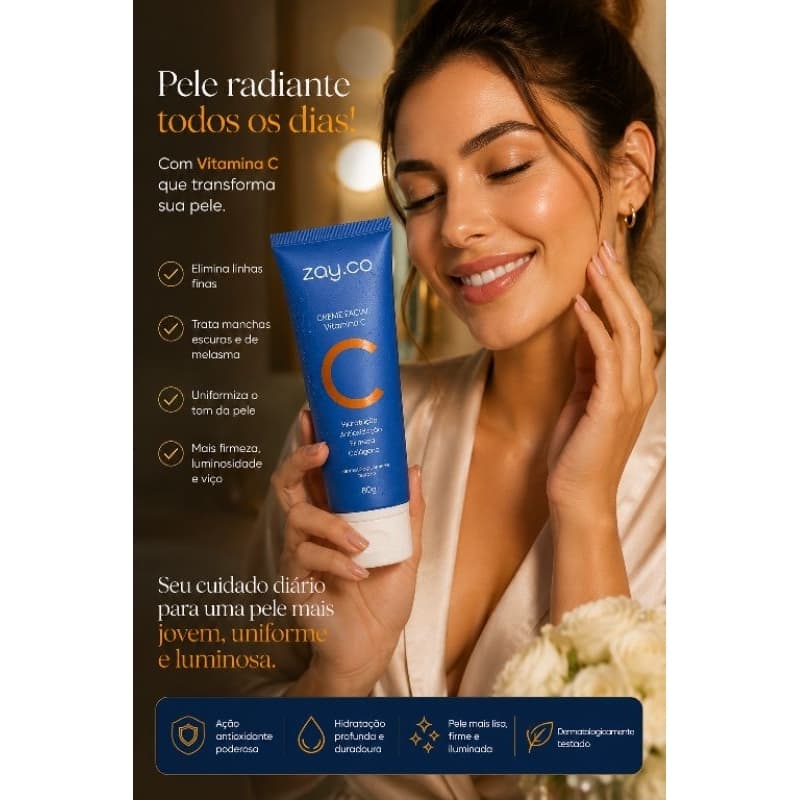 Hidratante facial com vitamina C, hidratante ácido hialurônico
