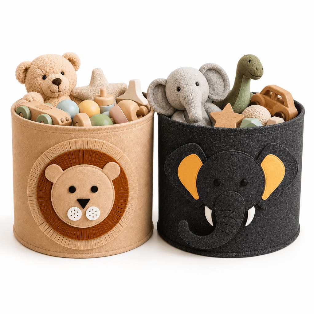 Cesto Infantil Oragnizador Feltro Brinquedo Roupa Multiuso Dobrável Organize Roupas Brinquedos