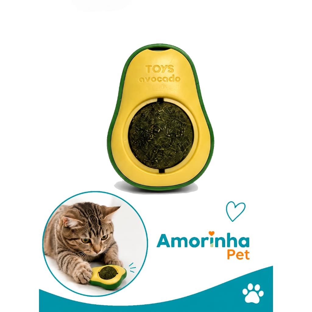 Brinquedo Abacate para Gatos com Catnip Ante estresse reduz a ansiedade, Tranquiliza Gatos e Animais