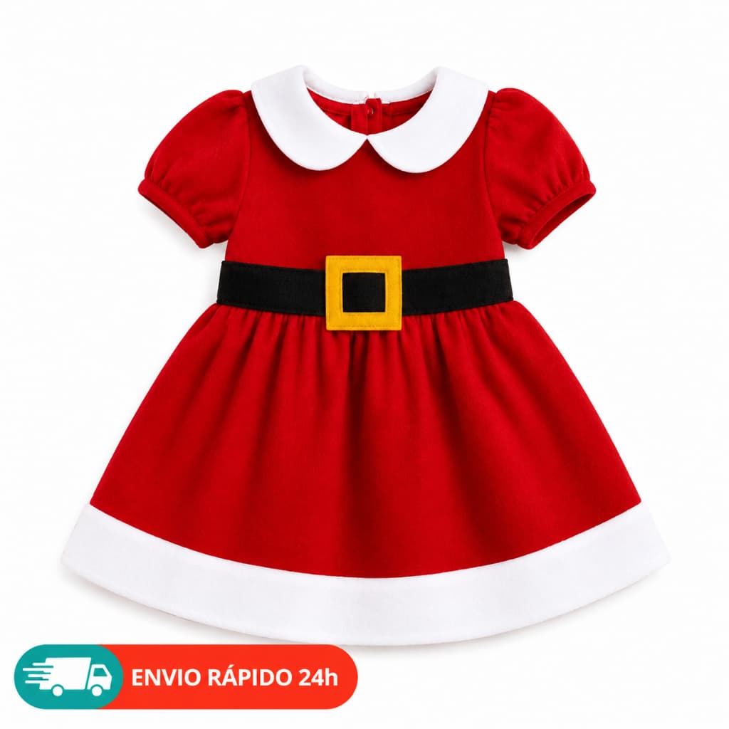 Vestido Natal Infantil Bebê Luxo Vermelho com Tiara Festa Natal Ensaio Fotográfico Menina 0 a 3 Anos