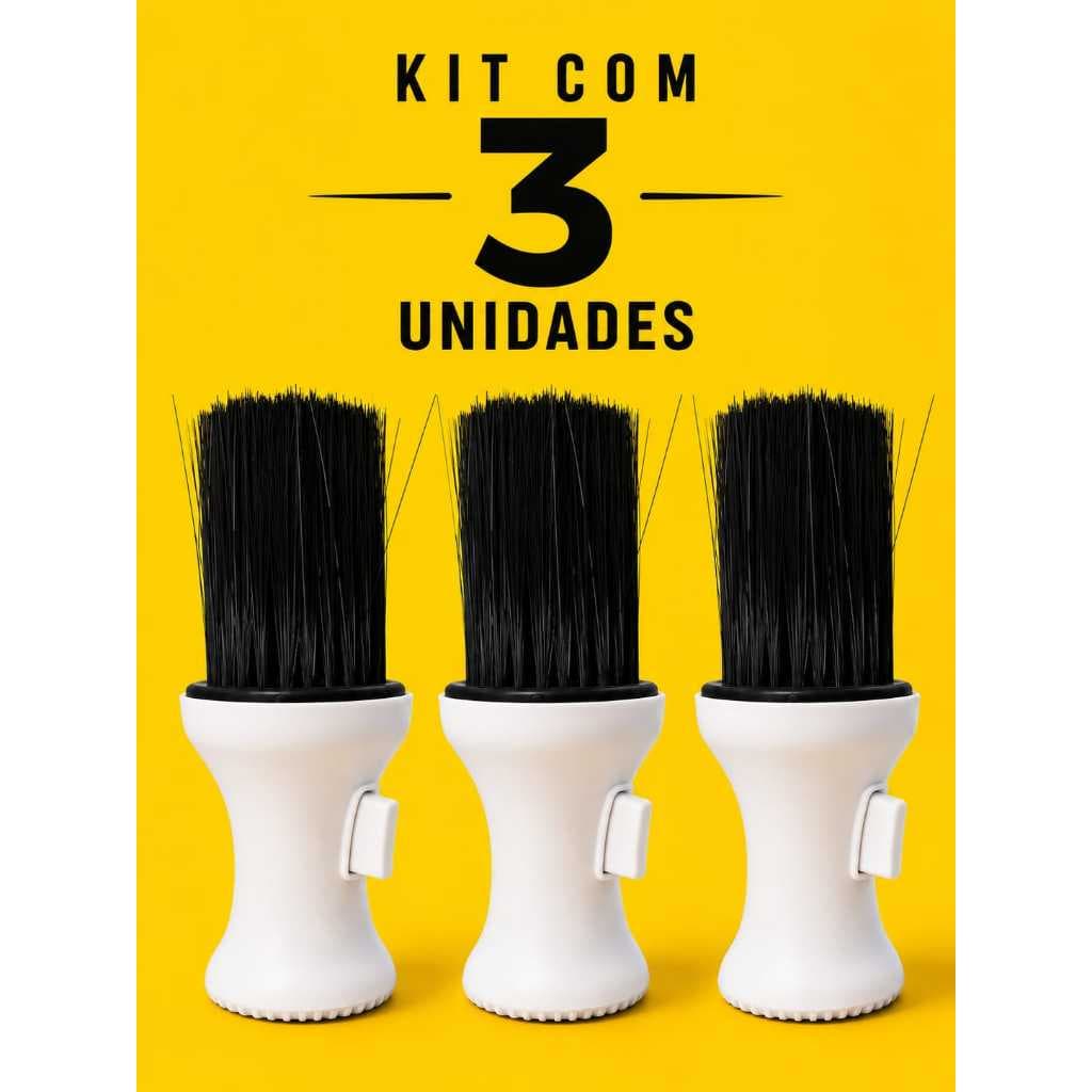 Kit 03 Espanador Pincel Talqueira Grande Pino Dosador Profissional