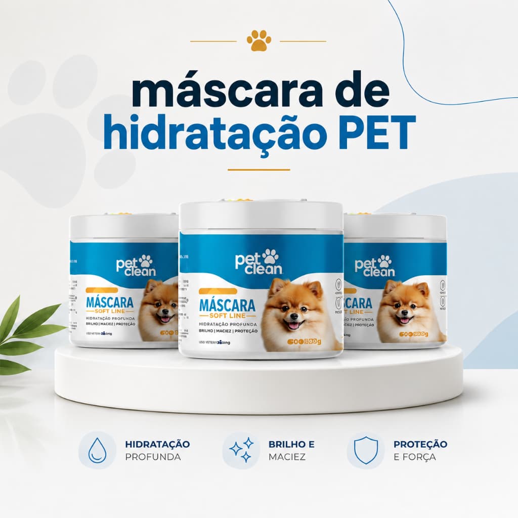 Máscara de Hidratação Revitalizante Condicionador Pet Shop Cachorro Soft Line Pet Clean 500g