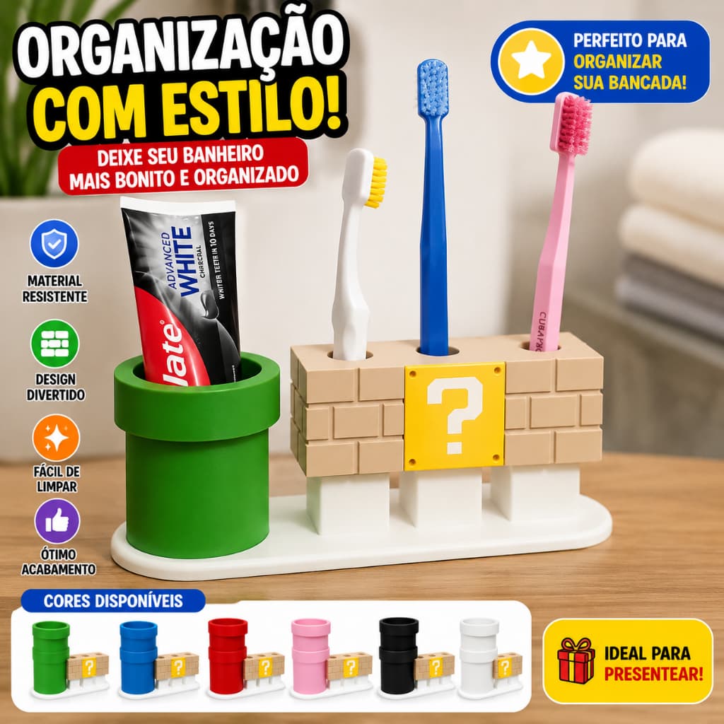 Porta Escovas de Dente Organizador Banheiro Estilo Cano Com Porta Pasta Suporte Escovas Porta Creme Dental Decoração Gam