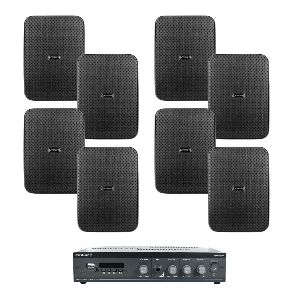 Kit Sonorização Comercial Frahm Pequenos Mercados CS5 Outdoor Preta
