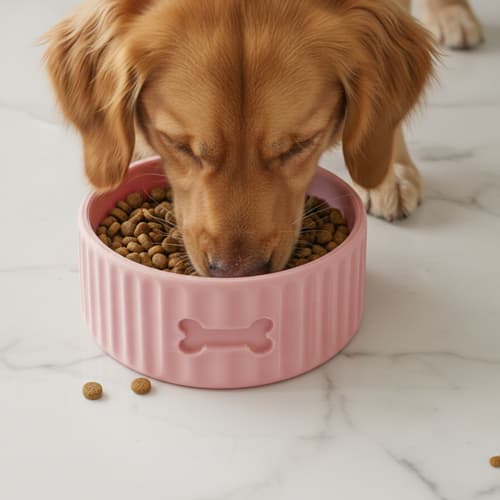 Comedouro para Pet + Plástico Rosa + Pet Feliz & Companhia + Altura 4,5cm + Largura 12cm