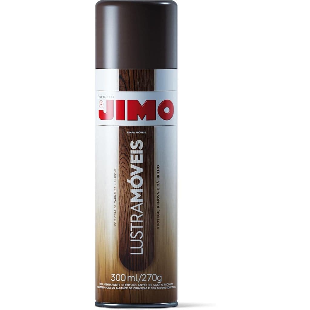 JIMO Lustra Móveis Limpa Renova Protege Mais Brilho na Madeira Clara ou Escura Fragrância Suave Aerossol 300ml