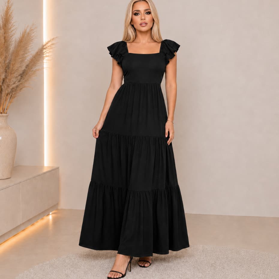 Vestido Feminino Longo Duna Tres Marias Moda Evangélica Cristã Soltinho de Manguinha Elegante M|G