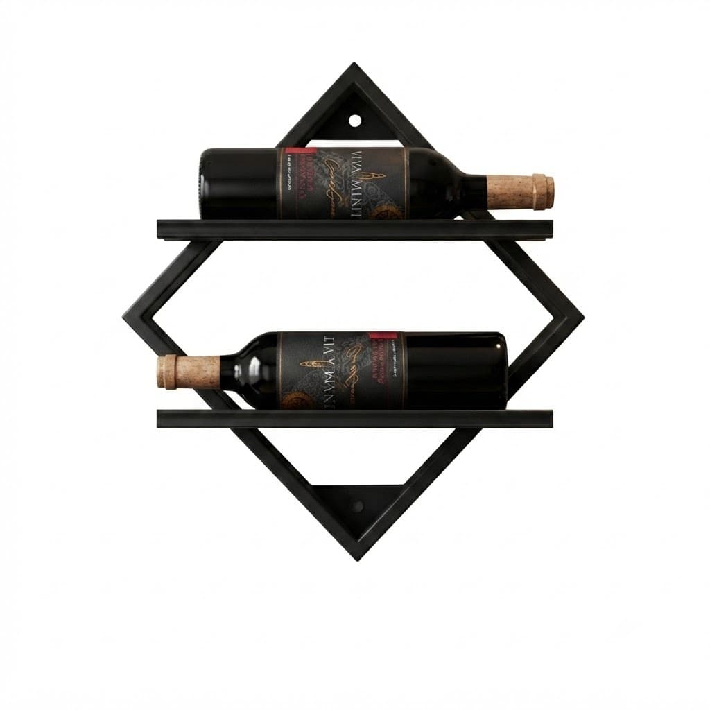 ADEGA DE VINHO DE PAREDE SUPORTE 2 GARRAFAS DECORAÇÃO DE PAREDE SALA COZINHA COR PRETO