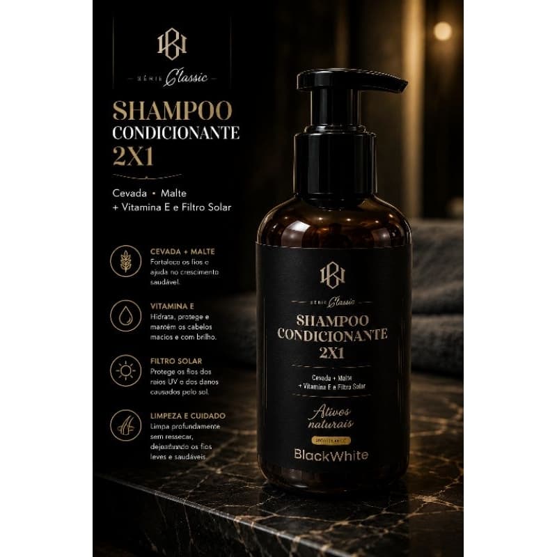 Shampoo  Condicionante para cabelo -Black White  260ml